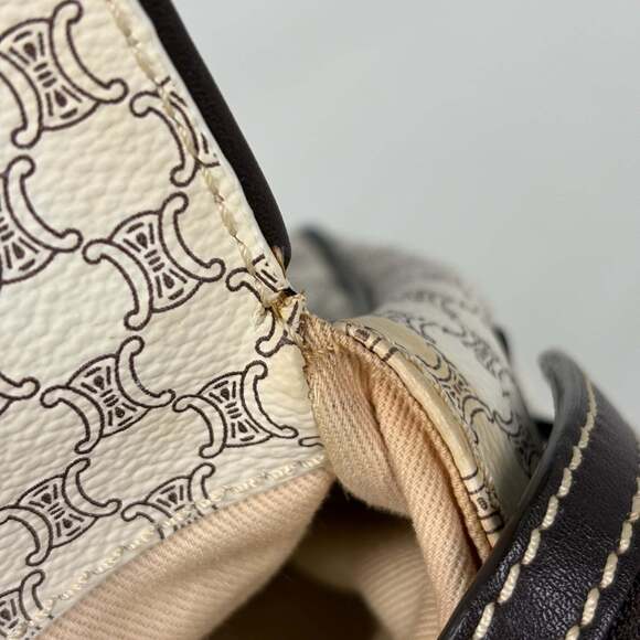 Celine Macadam handbag in coated canvas, white, for women - Picture 7 of 9